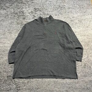 Polo Ralph Lauren Sweater Mens 4XB 1/4 Zip Pullover Gray Preppy Pony Embroidered